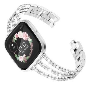 Fitbit Versa2 Watch Band Crystal Diamond Bling Metal Link Bracelet Stainless New